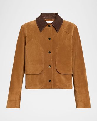 Veronica Beard Walters Cropped Suede Jacket