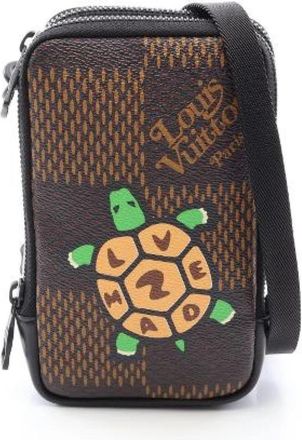 Louis Vuitton Pre-owned Double Phone Pouch Damier Giant Shoulder Bag Limited - Heren - Vintage Schoudertas - Bruin - ONE Size - Leer - Vintage