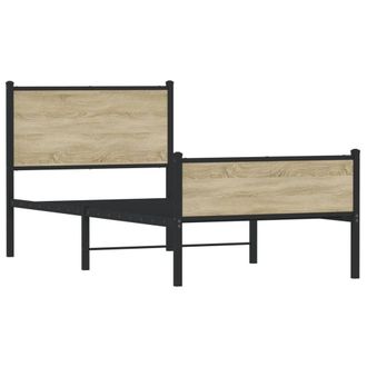 Berkfield Home Metal Bed Frame without Mattress Sonoma Oak 100x200 cm in Light Brown