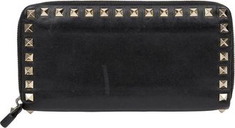 Valentino Black Leather Rockstud Long Wallet (Authentic Pre-Loved)
