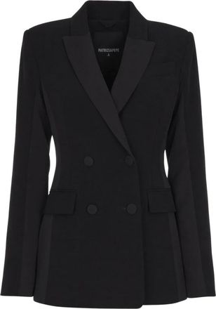 Patrizia Pepe Gevormde blazer met dubbele knopenrij - Dames - Blazers - Zwart - S - Leer - Jassen