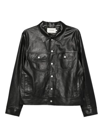 Frame Denim button-fastening leather jacket - men - Calf Leather - M - Black