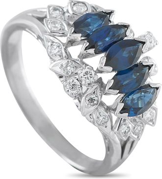 Luxury Bazaar Platinum 0.27 ct Diamond and 1.30 ct Sapphire Ring MF67-101625