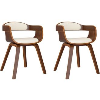 vidaXL 2 pz Sedie da Pranzo, Sedie da Cucina Moderne Crema in Legno Curvato e Similpelle vidaXL