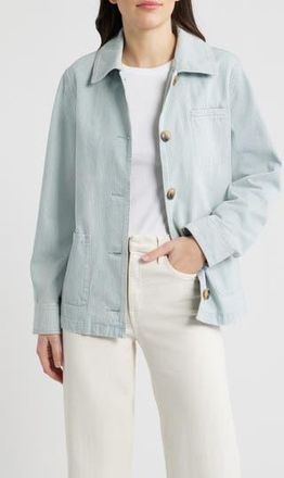 Bernardo Stripe Denim Jacket in Light Blue at Nordstrom Rack, Size X-Large
