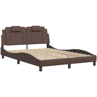 vidaXL Estructura De Cama Viana Sin Colch&oacute;n Cuero Sint&eacute;tico Marr&oacute;n 140x190cm Vidaxl