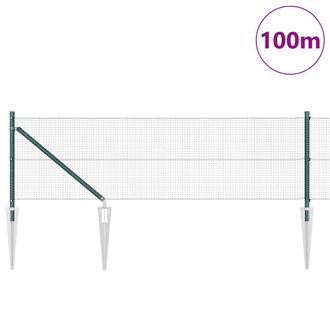 Berkfield Home Green Welded Wire Fence with 13 Spike Posts Green 0.4x100 m Steel