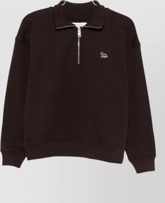 Maison Kitsun&eacute; organic cotton logo-appliqu&eacute; half-zip sweatshirt