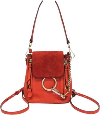 Chlo&eacute; Pre-owned Faye Rugzak - Dames - Vintage Rugzakken - Oranje - ONE Size - Leer - Vintage