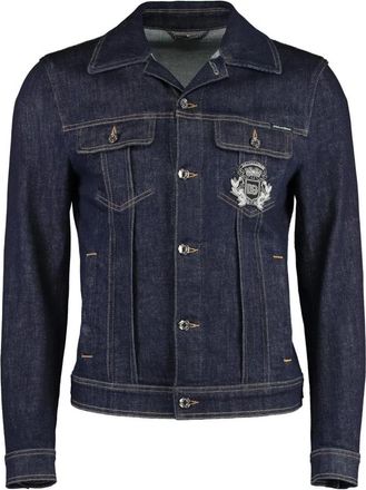 Dolce & Gabbana Denim Jack met Wapenembleem - Heren - Spijkerjassen - Blauw - M - Denim - Jassen