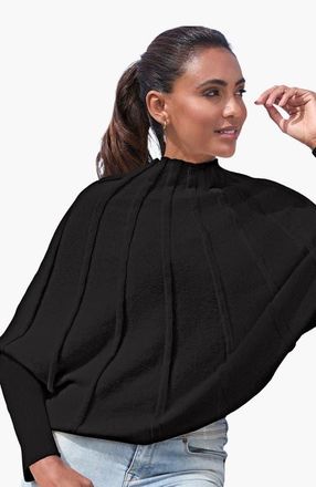 Lascana Mock Neck Ribbed Sweater in Black at Nordstrom, Size 10