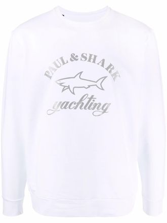 Paul & Shark logo print sweatshirt - men - Cotton/Polyester/Spandex/Elastane - L - White