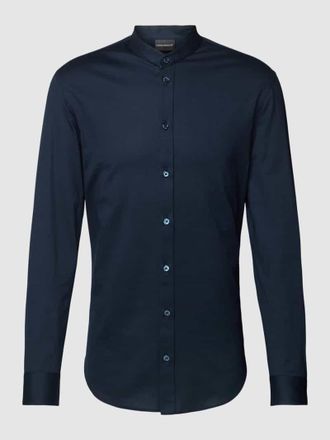 Emporio Armani Regular Fit Freizeithemd mit Stehkragen in Marine, Gr&ouml;&szlig;e S