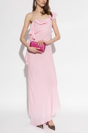 Self Portrait Asymmetric Dress With Ruffles, Womens, Pink