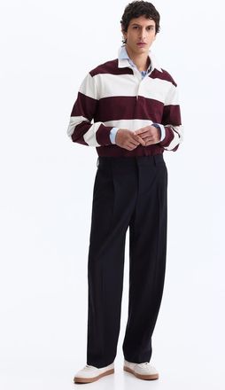 H&M Relaxed Fit Wool-blend Tailored Trousers in Navy Blue at Nordstrom, Size 38