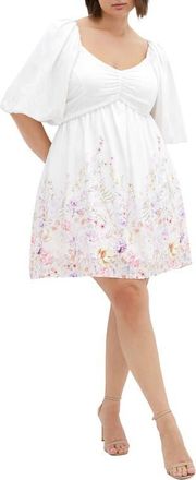 City Chic Mindy Floral Print Minidress in Flirty Bdr at Nordstrom