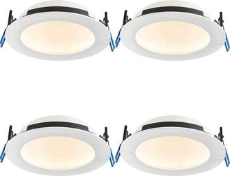 Loops 4 PACK Anti-Glare Recessed IP65 Ceiling Downlight - 15W CCT LED - Matt White