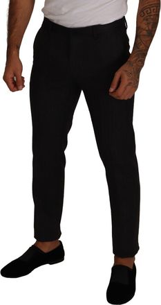 Dolce & Gabbana Mens Gray Check Wool Formal Trouser Dress Pants Virgin