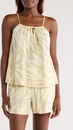 Nordstrom Vacation Linen Blend Short Pajamas in Green Tropical Vine at Nordstrom Rack, Size X-Small