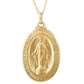 Pompeii3 14k Yellow Gold St. Mary Medal Pendant 1 Tall 2 Grams