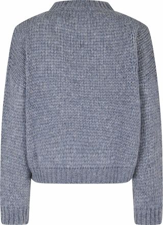 Roberto Collina Cropped Light Blue Chunky Knit Sweater with Ribbed Hems
