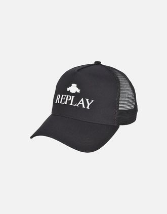 Replay Mens Archive Logo Twill & Mesh Baseball Cap, Black