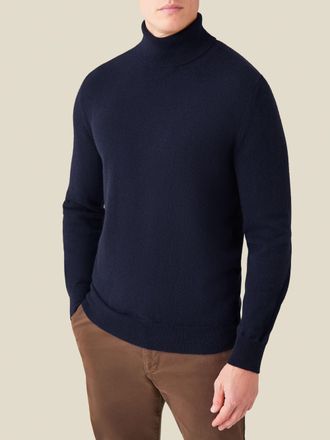 Luca Faloni Midnight Blue Cashmere (2-Ply) Roll Neck