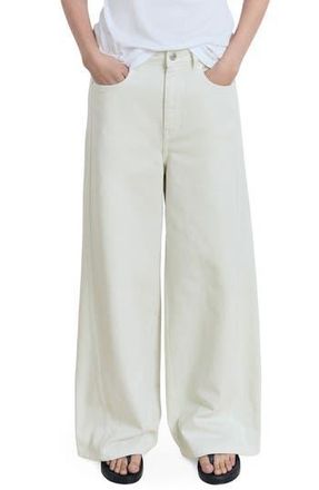 Mango Mid Rise Baggy Ultra Wide Leg Jeans in Pastel Green at Nordstrom Rack, Size 8