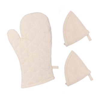 KASANOVA Set guanto e 2 presine Lurex oro