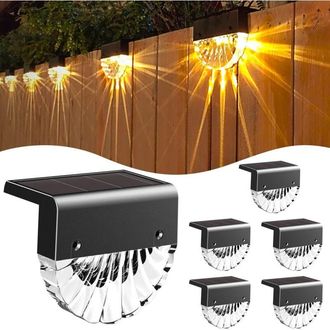 OEM Luces Solares Para Jard&iacute;n, Iluminaci&oacute;n Led De Pared Para Exteriores, Paquete De 6, Blanco C&aacute;lido + Rgb, Luces Solares Para Vallas, Patios, Jardines, E
