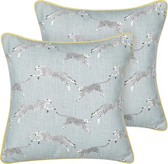 Beliani Beliani - Conjunto De 2 Cojines De Algod&oacute;n Con Motivo De Guepardo 45 X 45 Cm Gris Arales