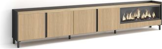 Skraut Home Skraut Home - Mueble Tv, Televisi&oacute;n, Muebles De Sal&oacute;n, Almacenaje, 315x35x61cm, Para Tv Hasta 80, Chimenea El&eacute;ctrica Xxl, Dise&ntilde;o Industrial, Estilo Mo