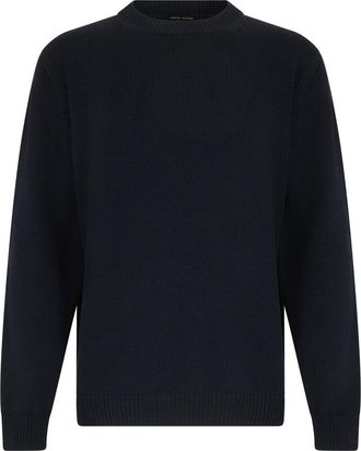 Roberto Collina Merino Wool Crew Neck Sweater - Heren - Ronde hals truien - Zwart - 2XL - Wol - Truien & Vesten