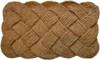 Imports Decor Handwoven Coir Rope Door Mat, Natural Coconut Fiber Knot Doormat, Durable Indoor Outdoor Entrance Rug