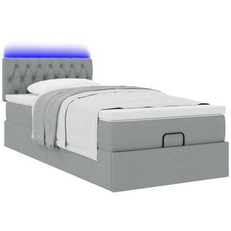 vidaXL Cama Otomana Con Colch&oacute;n Gris Claro 100x200 Cm Tela Vidaxl