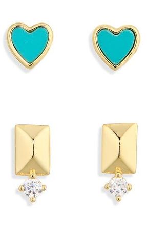 Argento Vivo Heart Earring Set in Gold at Nordstrom Rack