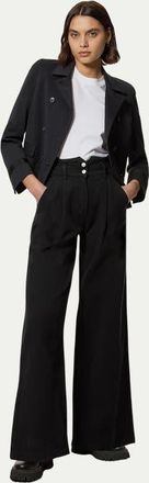 Karen Millen Denim Wide Leg Jeans in Black at Nordstrom, Size 12