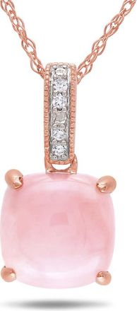 Amour Diamond and Pink Opal Pendant with Chain In 10K Rose Gold