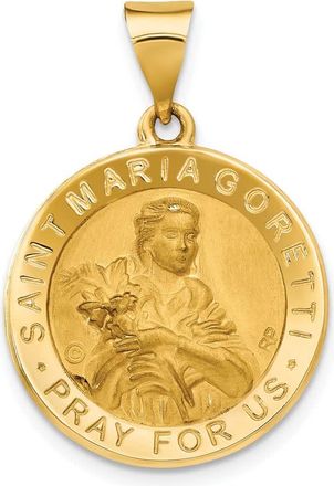 Diamond2Deal 14k Yellow Gold Polished Satin St. Maria Goretti Hollow Medal Pendant