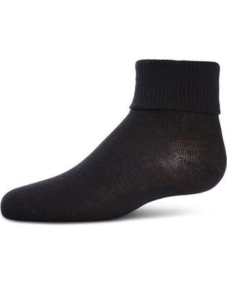 MeMoi Ribbed Triple-Roll-Cuff Ankle Sock in Black at Nordstrom, Size 6-12M
