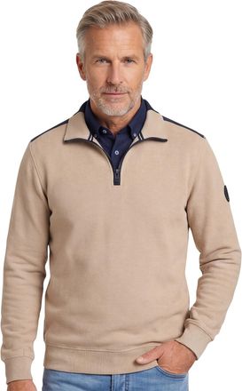Casamoda Casa Moda trui half zip creme effen katoen wijde fit