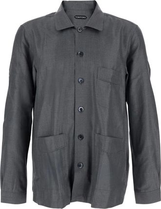 Tom Ford Camicia in seta con tasche - Grigio