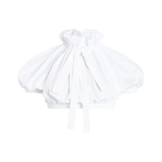 Patou Overhemden, Dames, Wit, S, Katoen, Blouse met ruches en strik