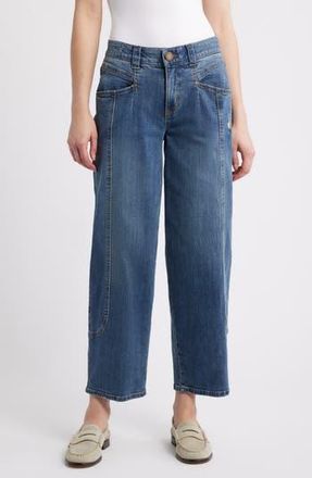 Wit & Wisdom High Waist Barely Barrel Jeans in Mid Blue Artisanal at Nordstrom Rack, Size 6