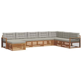 vidaXL Conjunto De Sof&aacute;s De Exterior 8 Pcs Gris Natural Y Claro Vidaxl