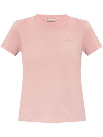 Moncler logo-patch cotton T-shirt - Pink