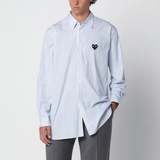 Comme Des Gar&ccedil;ons White/light blue striped cotton shirt