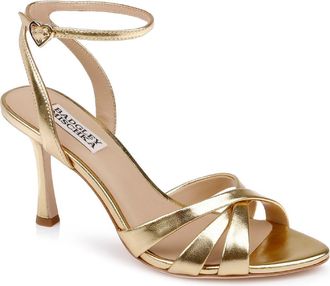 Badgley Mischka Xeilani Ankle Strap Sandal in Gold Leather at Nordstrom, Size 9.5