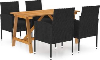 vidaXL Juego De Comedor De Jard&iacute;n 5 Piezas Negro Vidaxl