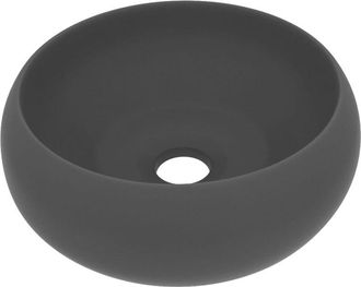 vidaXL Lavabo de lujo redondo cerámica gris oscuro mate 40x15 cm vidaXL